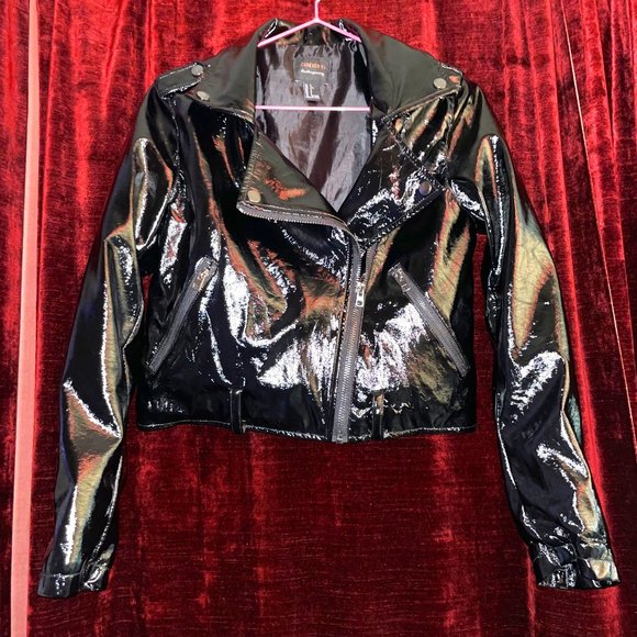 Forever 21 Jackets & Blazers - 80s vibes black pleather PVC jacket S